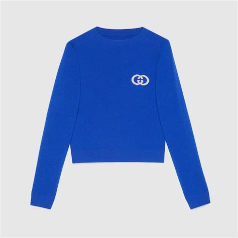 ice blue gucci sweater|Knit wool sweater with Interlocking G in blue .